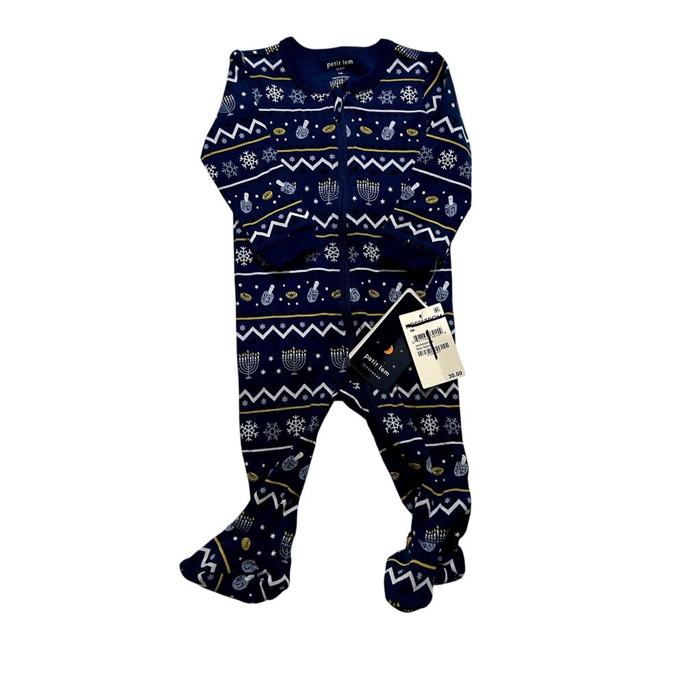 Petit Lem brand, Hanukkah print sleep one peice zips down center front and leg